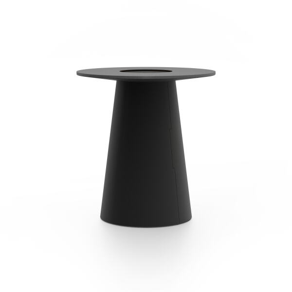 ALT (All Linoleum Table) cone-shaped table base lined with linoleum (4023 Nero), L Ø450, designed by Keiji Takeuchi