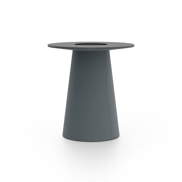 ALT (All Linoleum Table) cone-shaped table base lined with linoleum (4155 Pewter), L Ø450, designed by Keiji Takeuchi