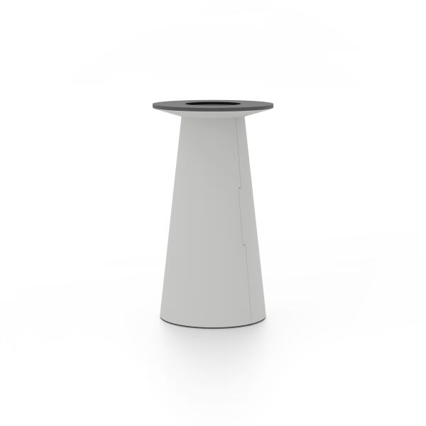 ALT (All Linoleum Table) cone-shaped table base lined with linoleum (4175 Pebble), S Ø360, designed by Keiji Takeuchi