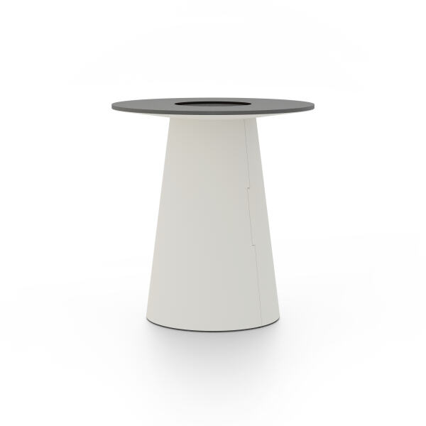 ALT (All Linoleum Table) cone-shaped table base lined with linoleum (4176 Mushroom), L Ø450, designed by Keiji Takeuchi
