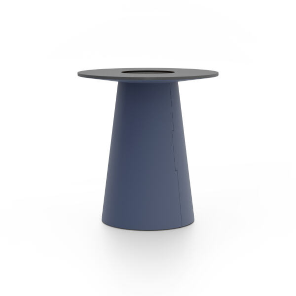 ALT (All Linoleum Table) cone-shaped table base lined with linoleum (4179 Smokey Blue), L Ø450, designed by Keiji Takeuchi