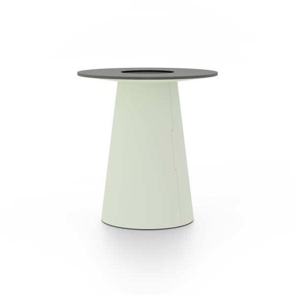 ALT (All Linoleum Table) cone-shaped table base lined with linoleum (4183 Pistachio), L Ø450, designed by Keiji Takeuchi