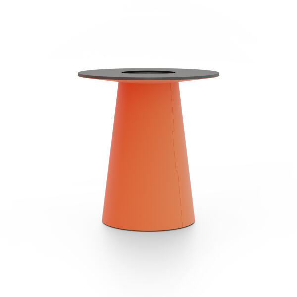 ALT (All Linoleum Table) cone-shaped table base lined with linoleum (4186 Orange Blast), L Ø450, designed by Keiji Takeuchi
