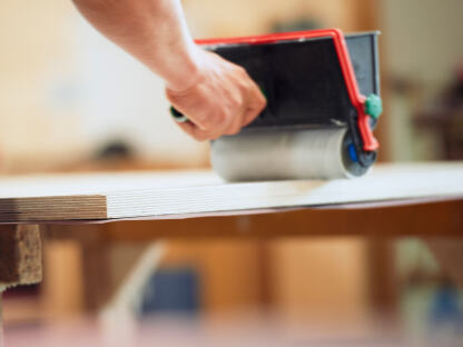 The wood glue is applied