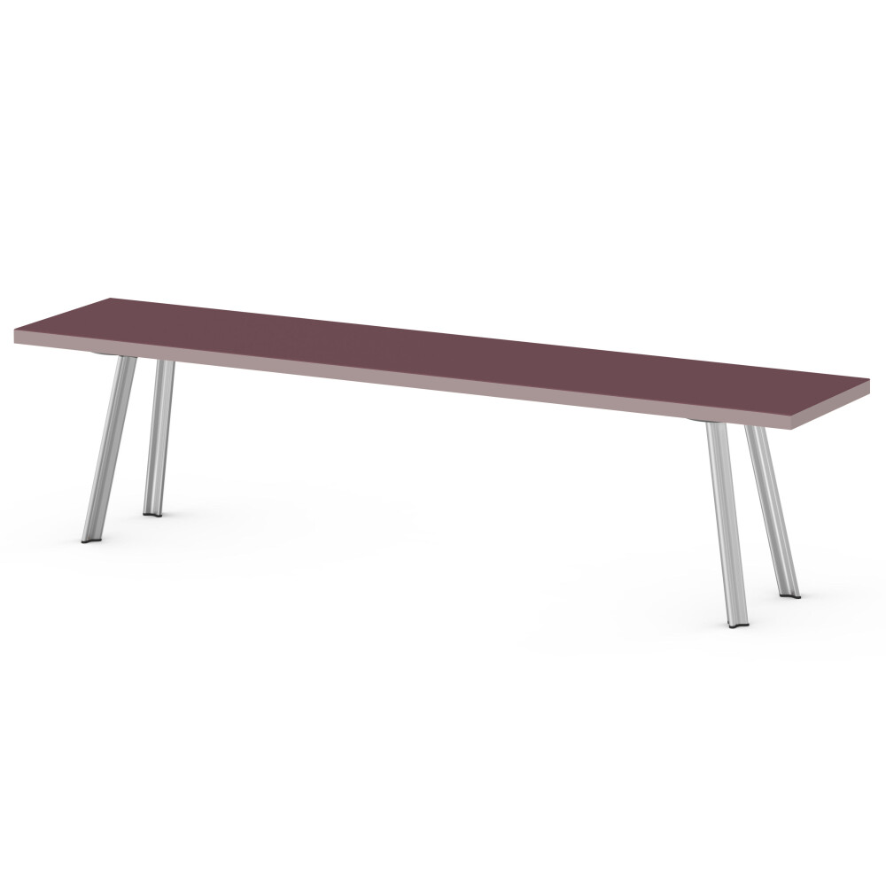 BEAM Bank - Linoleum Linoleum, 4154 Burgundy - Kante Linoleum, 4010 Soft Lilac - Material und Farbe Aluminium, matt eloxiert - Größe L 120 × W 36 × H 45 cm
