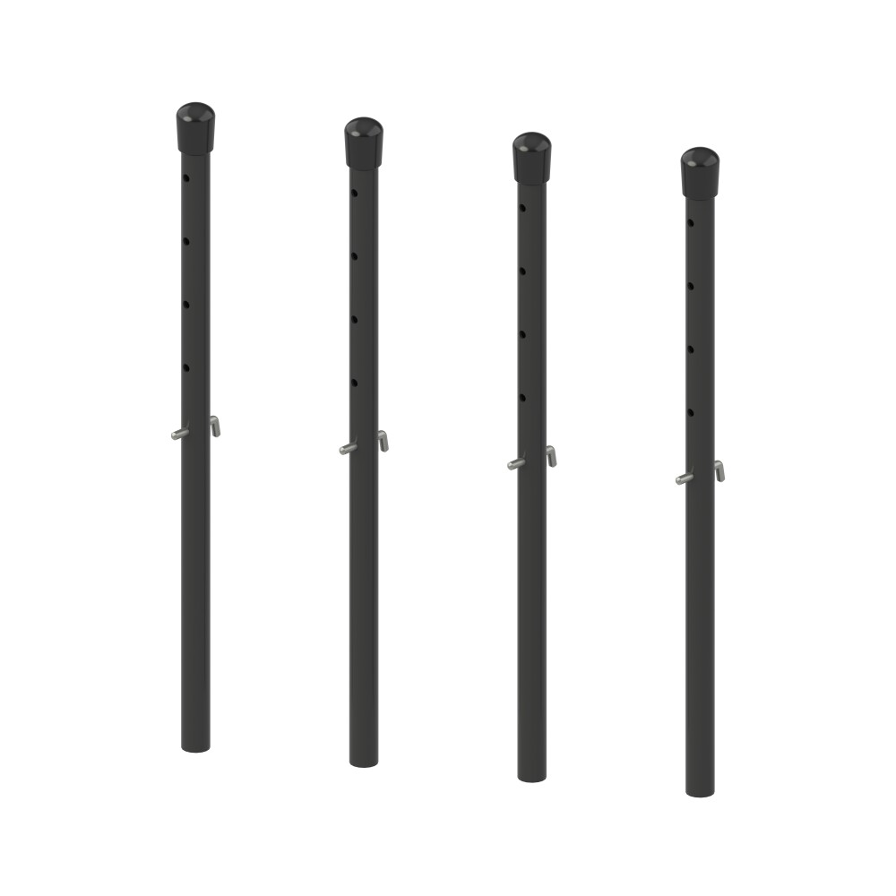 E2 Height Adjusters Long, in Steel, Jet black (RAL 9005) with  Caps