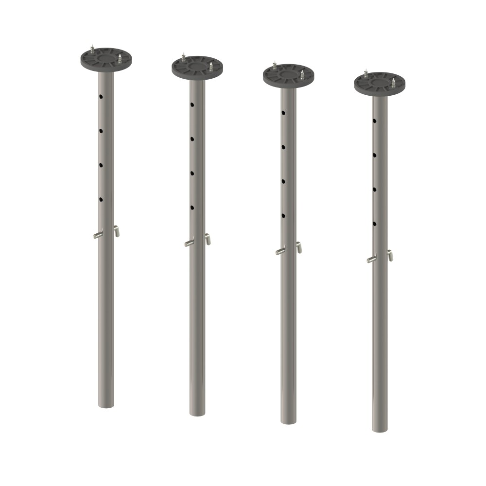 E2 Height Adjusters Long, in Steel, Clear-coated with  Table Top Holders