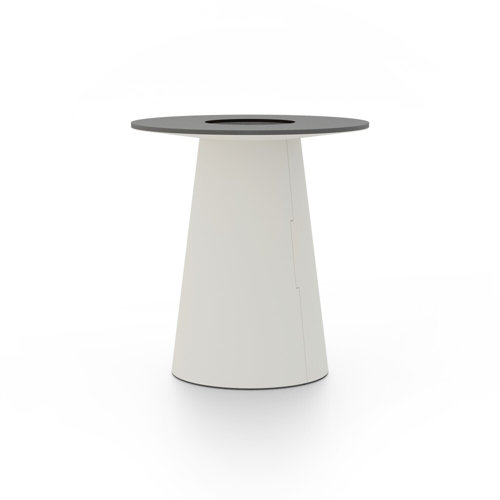 ALT (All Linoleum Table) cone-shaped table base lined with linoleum (4176 Mushroom), L Ø450, designed by Keiji Takeuchi
