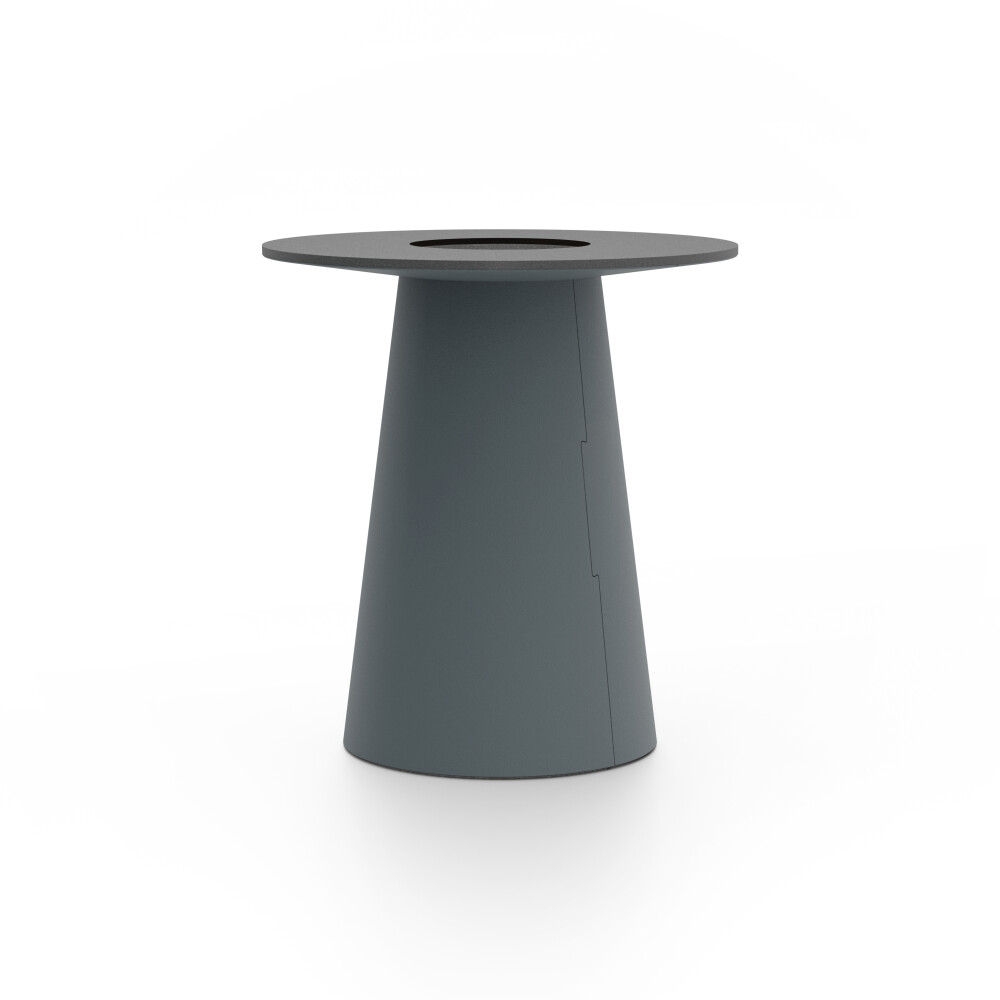 ALT (All Linoleum Table) cone-shaped table base lined with linoleum (4155 Pewter), L Ø 45 cm, designed by Keiji Takeuchi