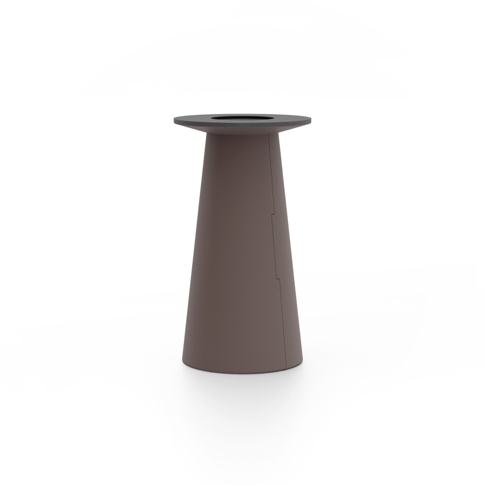 ALT (All Linoleum Table) cone-shaped table base lined with linoleum (4172 Mauve), S Ø 36 cm, designed by Keiji Takeuchi
