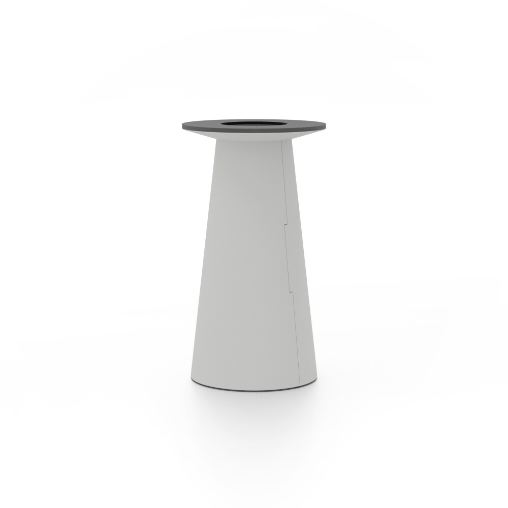 ALT (All Linoleum Table) cone-shaped table base lined with linoleum (4175 Pebble), S Ø 36 cm, designed by Keiji Takeuchi
