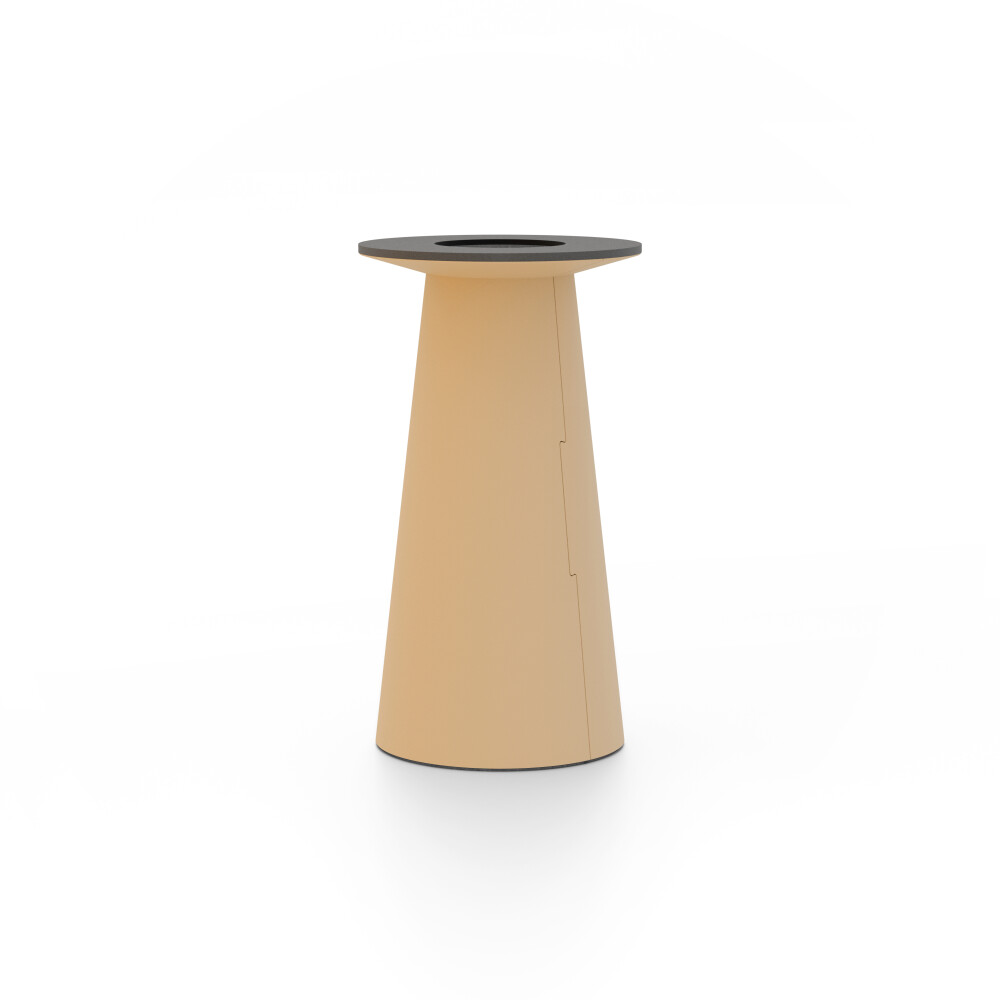 ALT (All Linoleum Table) cone-shaped table base lined with linoleum (4001 Clay), S Ø 36 cm, designed by Keiji Takeuchi