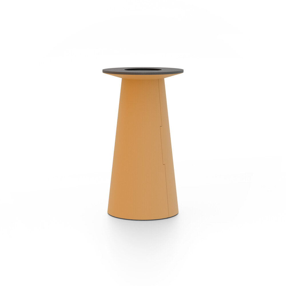 ALT (All Linoleum Table) cone-shaped table base lined with linoleum (4002 Leather), S Ø 36 cm, designed by Keiji Takeuchi