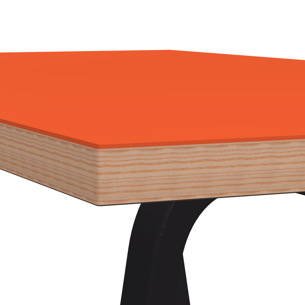 DIN linoleum table – 4186 Orange Blast / Laminboard (Strength 30mm) / Larch