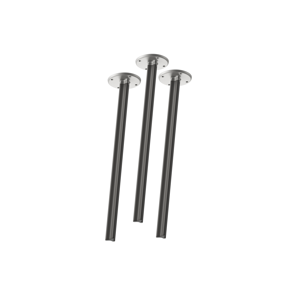 Ein Set aus 3 Stück BEAM-Beinen im "S"-Größe, 71 cm groß, entworfen von Daniel Lorch, mit RAL 7021 Schwarzgrau-Finish und Metallverbindern.