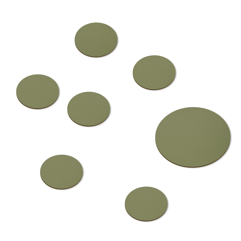 Set aus sieben PAD-Untersetzern von Faust in 4184 Olive