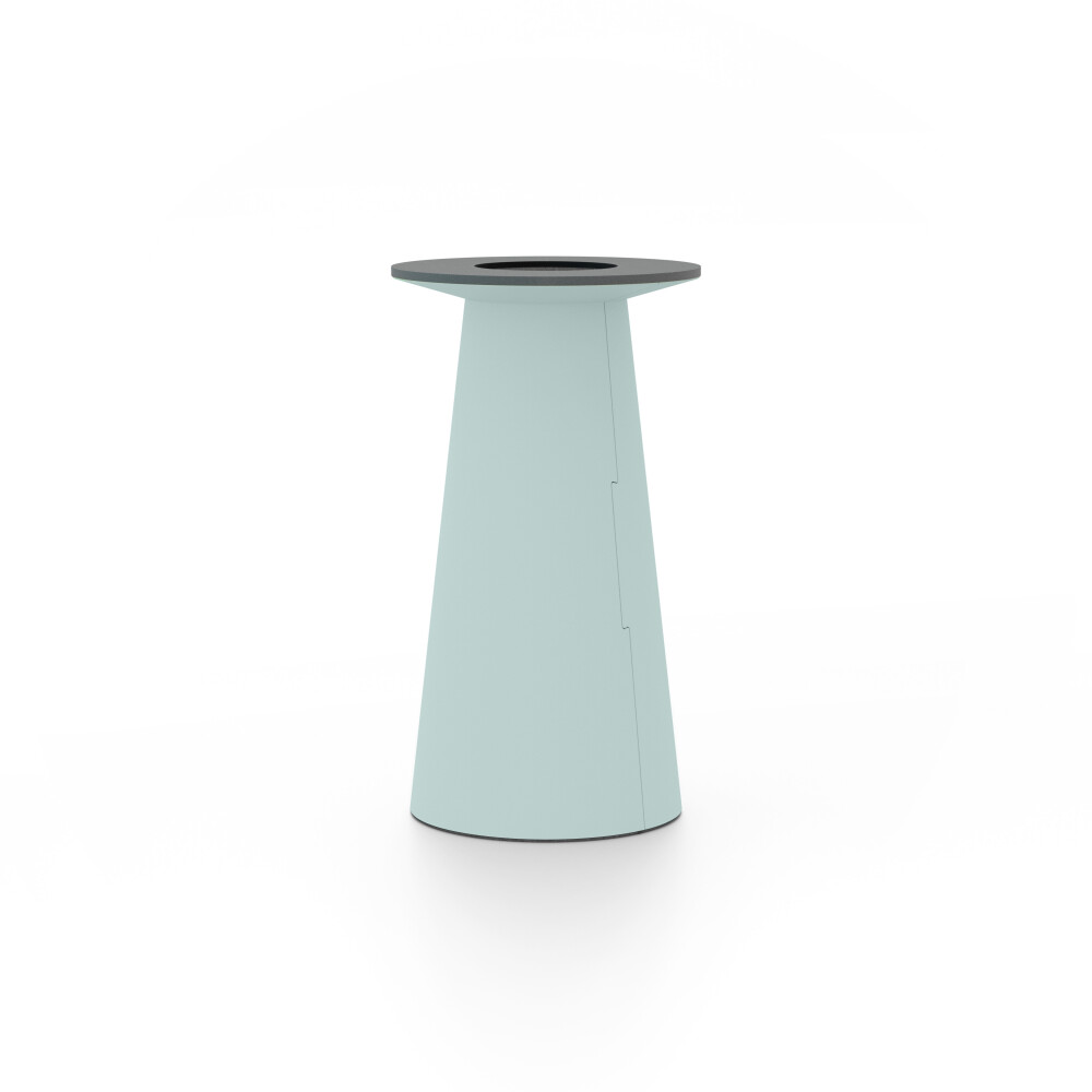 ALT (All Linoleum Table) cone-shaped table base lined with linoleum (4004 Blue Haze ᴺᴱᵂ), S Ø 36 cm, designed by Keiji Takeuchi