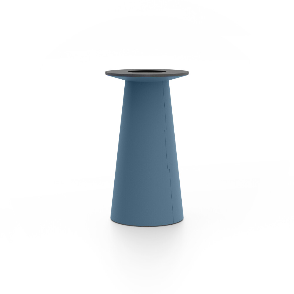 ALT (All Linoleum Table) cone-shaped table base lined with linoleum (4005 Denim ᴺᴱᵂ), S Ø 36 cm, designed by Keiji Takeuchi