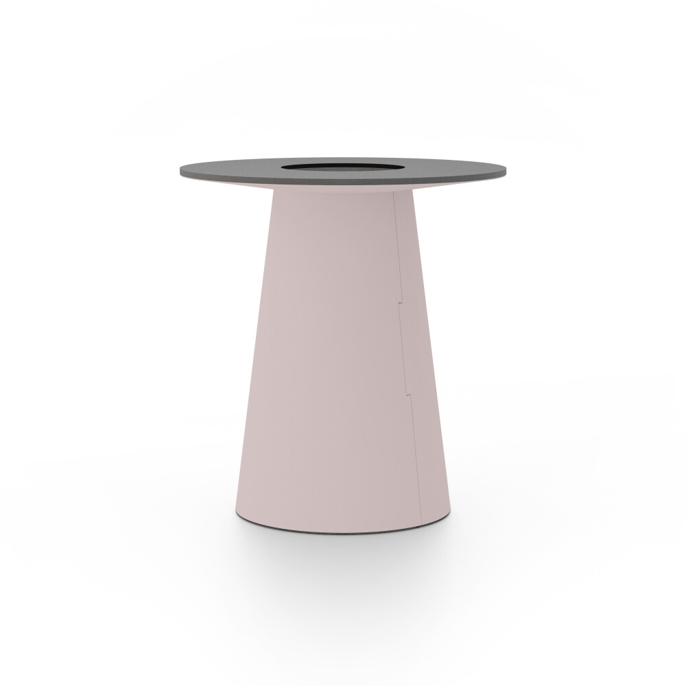 ALT (All Linoleum Table) cone-shaped table base lined with linoleum (4010 Soft Lilac ᴺᴱᵂ), L Ø 45 cm, designed by Keiji Takeuchi