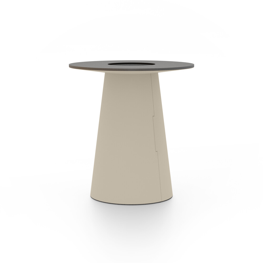 ALT (All Linoleum Table) cone-shaped table base lined with linoleum (4011 Taupe ᴺᴱᵂ), L Ø 45 cm, designed by Keiji Takeuchi