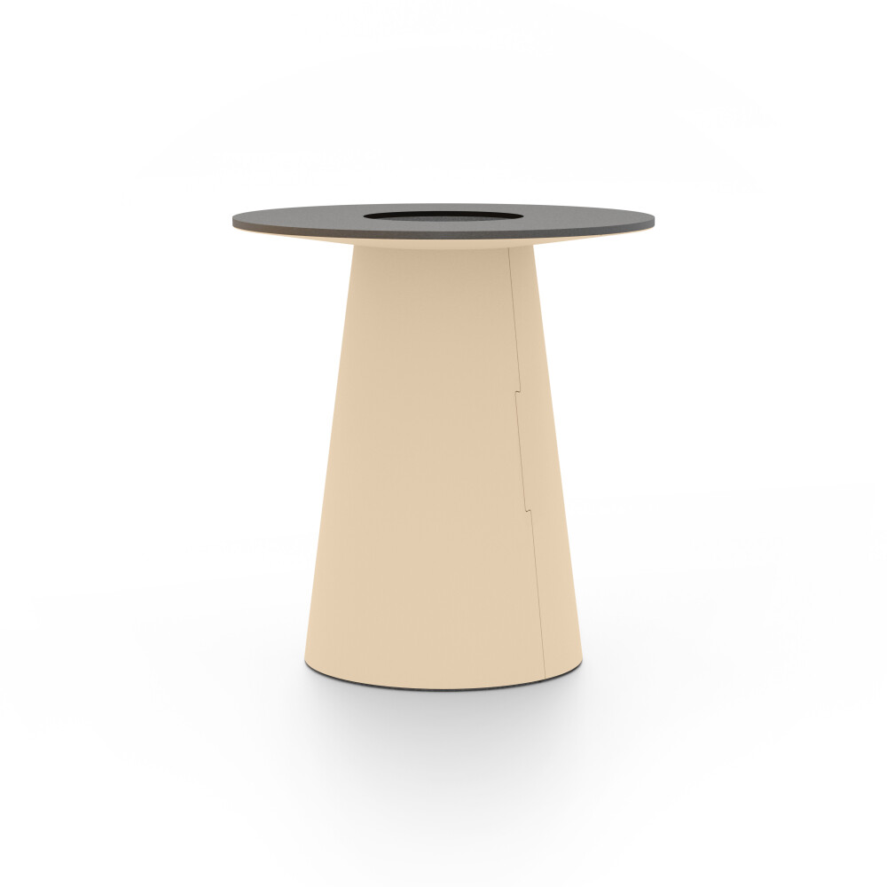 ALT (All Linoleum Table) cone-shaped table base lined with linoleum (4007 Macadamia ᴺᴱᵂ), L Ø 45 cm, designed by Keiji Takeuchi