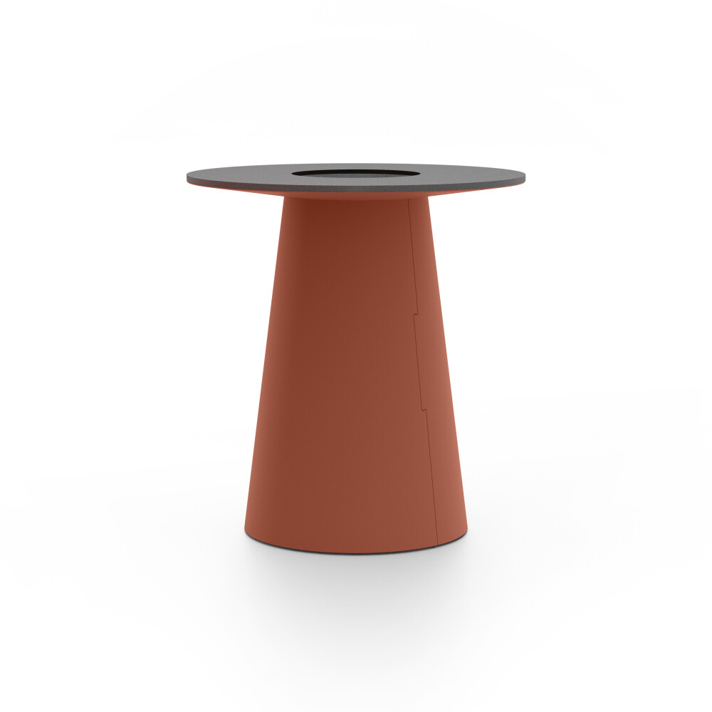ALT (All Linoleum Table) cone-shaped table base lined with linoleum (4008 Brick ᴺᴱᵂ), L Ø 45 cm, designed by Keiji Takeuchi