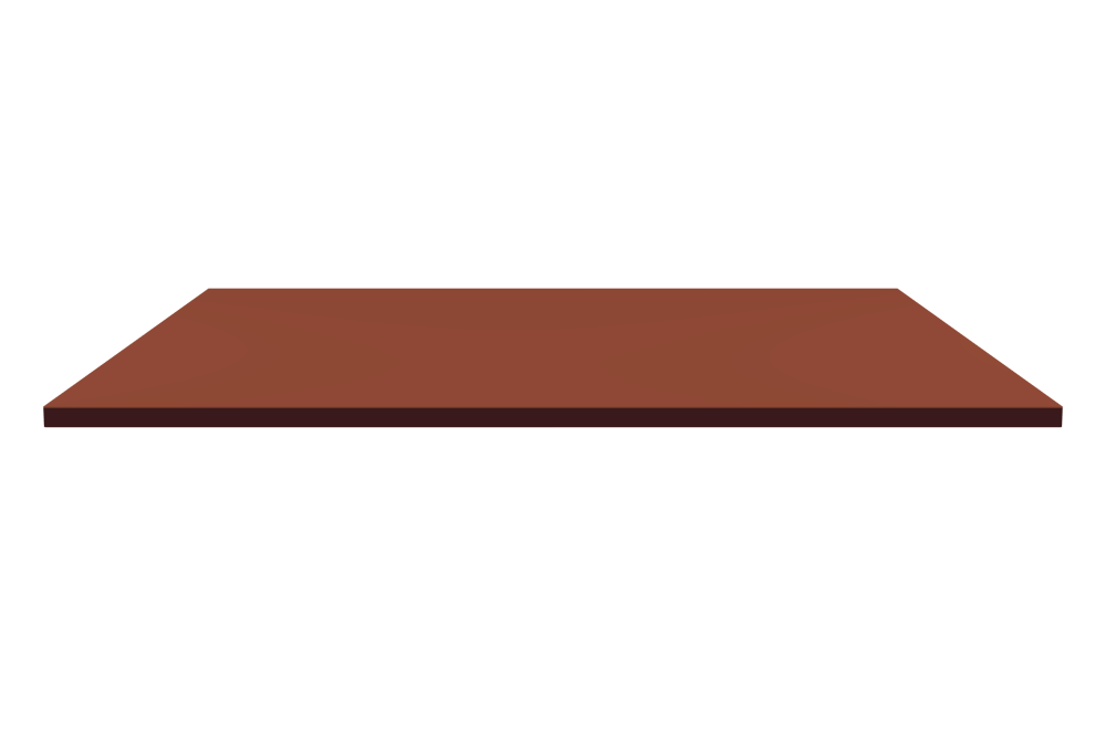 Tischplatte - Form Eckig - Länge 150,00 cm - Tiefe 150,00 cm - Radius 0,30 cm - Stärke 3 cm - Oberseite Linoleum, 4008 Brick - Kern Stäbchenplatte - Kante Linoleum, 4154 Burgundy - Kantenschräge 90°