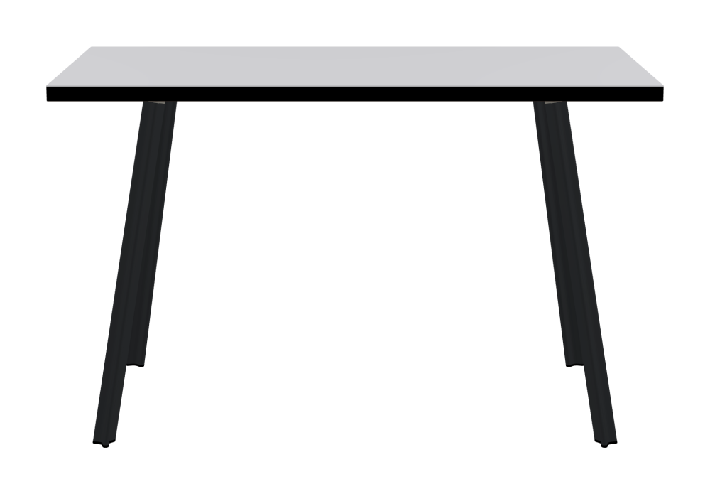 BEAM Tisch - Form Eckig - Länge 120,00 cm - Tiefe 60,00 cm - Radius 0,30 cm - Stärke 3 cm - Oberseite Linoleum, 4177 Vapour - Kern Stäbchenplatte - Kante Linoleum, 4023 Nero - Kantenschräge 90° / BEAM Tischbeine - Material und Farbe Aluminium, pulverbeschichtet, Schwarzgrau (RAL 7021) - Profilgröße Klein - Höhe 71 cm - Set 4 Tischbeine