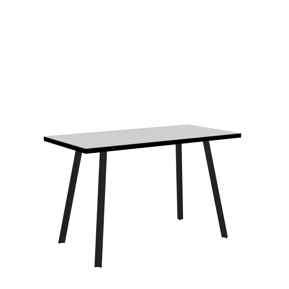 BEAM Tisch - Form Eckig - Länge 120,00 cm - Tiefe 60,00 cm - Radius 0,30 cm - Stärke 3 cm - Oberseite Linoleum, 4177 Vapour - Kern Stäbchenplatte - Kante Linoleum, 4023 Nero - Kantenschräge 90° / BEAM Tischbeine - Material und Farbe Aluminium, pulverbeschichtet, Schwarzgrau (RAL 7021) - Profilgröße Klein - Höhe 71 cm - Set 4 Tischbeine