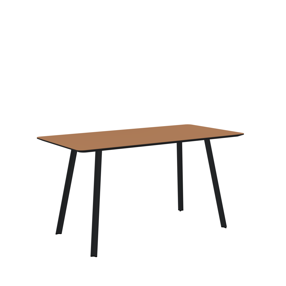 BEAM Tisch - Form Eckig - Länge 140,00 cm - Tiefe 70,00 cm - Radius 4,00 cm - Stärke 2,1 cm - Freiformfläche 1.00000000 - Oberseite Linoleum, 4003 Walnut - Kern MDF - Kante MDF, Schwarz - Kantenschräge 25° / BEAM Tischbeine - Material und Farbe Aluminium, pulverbeschichtet, Schwarzgrau (RAL 7021) - Profilgröße Klein - Höhe 71 cm - Set 4 Tischbeine