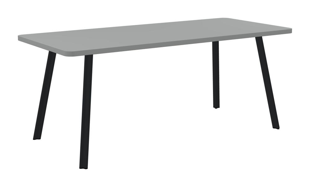 BEAM Tisch - Form Eckig - Länge 180,00 cm - Tiefe 80,00 cm - Radius 5,00 cm - Stärke 3 cm - Freiformfläche 1.00000000 - Oberseite Linoleum, 4132 Ash - Kern Stäbchenplatte - Kante Linoleum, 4132 Ash - Kantenschräge 90° / BEAM Tischbeine - Material und Farbe Aluminium, pulverbeschichtet, Schwarzgrau (RAL 7021) - Profilgröße Normal - Höhe 71 cm - Set 4 Tischbeine
