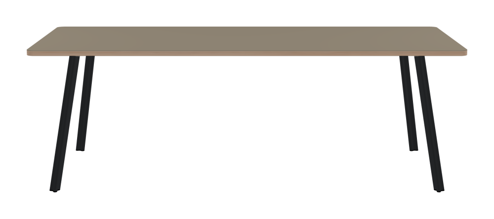 BEAM Tisch - Form Eckig - Länge 220,00 cm - Tiefe 90,00 cm - Radius 4,00 cm - Stärke 2,6 cm - Freiformfläche 1.00000000 - Oberseite Linoleum, 4011 Taupe - Kern Multiplex Birke - Kantenschräge 90° / BEAM Tischbeine - Material und Farbe Aluminium, pulverbeschichtet, Schwarzgrau (RAL 7021) - Profilgröße Normal - Höhe 71 cm - Set 4 Tischbeine