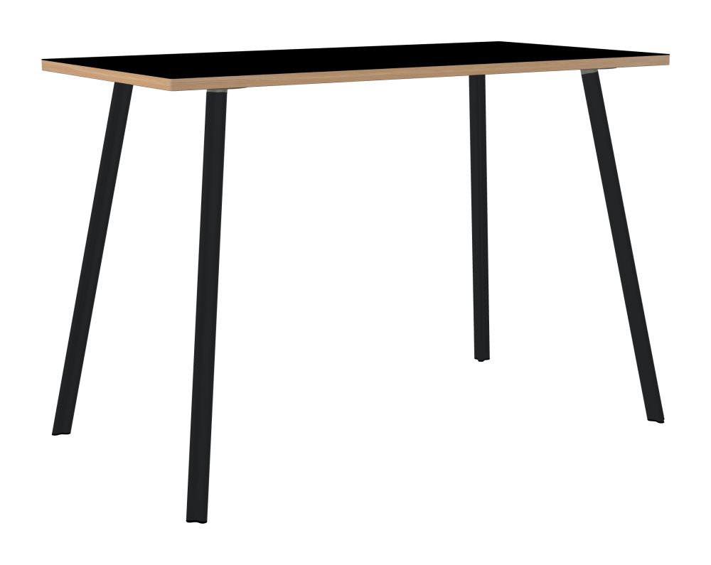 BEAM Tisch - Form Eckig - Länge 160,00 cm - Tiefe 80,00 cm - Radius 1,00 cm - Stärke 3 cm - Oberseite Linoleum, 4023 Nero - Kern Stäbchenplatte - Kante Holz, Lärche - Kantenschräge 90° / BEAM Tischbeine - Material und Farbe Aluminium, pulverbeschichtet, Schwarzgrau (RAL 7021) - Profilgröße Normal - Höhe 102 cm - Set 4 Tischbeine