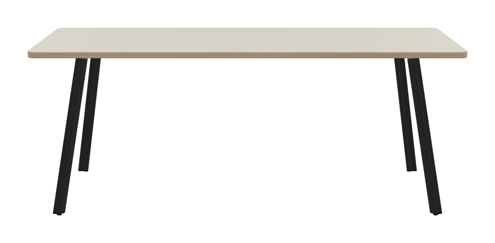 BEAM Tisch - Form Eckig - Länge 190,00 cm - Tiefe 80,00 cm - Radius 4,00 cm - Stärke 2,6 cm - Freiformfläche 1.00000000 - Oberseite Linoleum, 4176 Mushroom - Kern Multiplex Birke - Kantenschräge 90° / BEAM Tischbeine - Material und Farbe Aluminium, pulverbeschichtet, Schwarzgrau (RAL 7021) - Profilgröße Normal - Höhe 71 cm - Set 4 Tischbeine