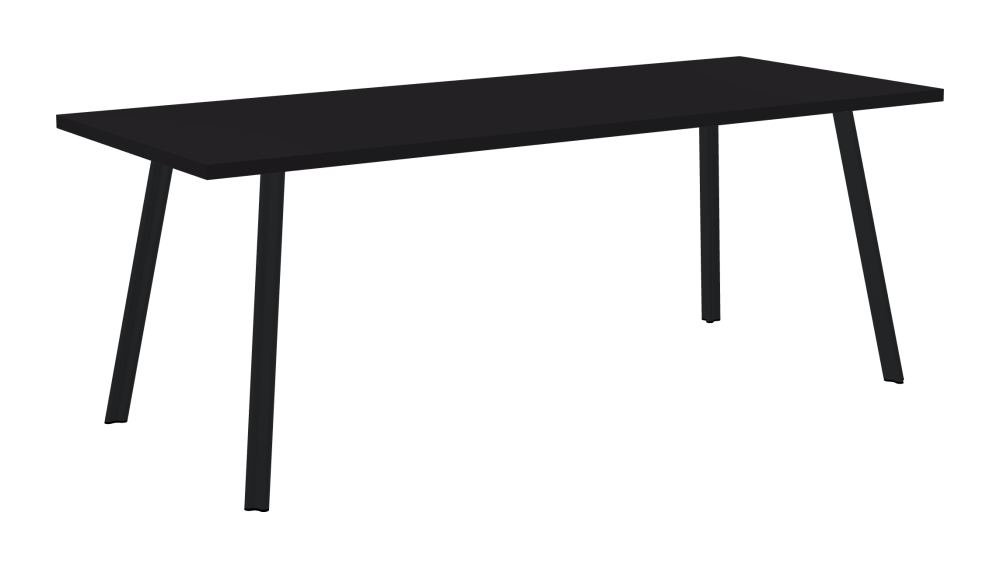 BEAM Tisch - Form Eckig - Länge 200,00 cm - Tiefe 80,00 cm - Radius 0,30 cm - Stärke 3 cm - Oberseite Linoleum, 4166 Charcoal - Kern Stäbchenplatte - Kante Linoleum, 4166 Charcoal - Kantenschräge 90° / BEAM Tischbeine - Material und Farbe Aluminium, pulverbeschichtet, Schwarzgrau (RAL 7021) - Profilgröße Normal - Höhe 71 cm - Set 4 Tischbeine