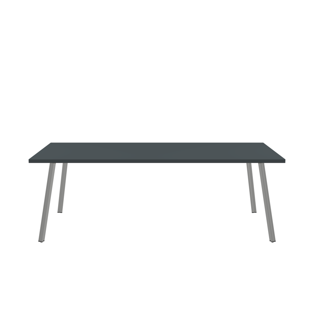 BEAM Tisch - Form Eckig - Länge 220,00 cm - Tiefe 110,00 cm - Radius 0,30 cm - Stärke 3 cm - Oberseite Linoleum, 4155 Pewter - Kern Stäbchenplatte - Kante Linoleum, 4155 Pewter - Kantenschräge 90° / BEAM Tischbeine - Material und Farbe Aluminium, matt eloxiert - Profilgröße Normal - Höhe 71 cm - Set 4 Tischbeine