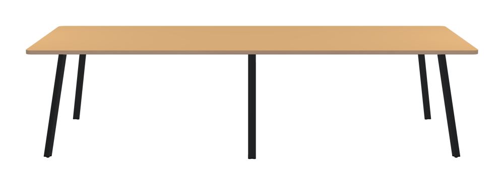 BEAM Tisch - Form Eckig - Länge 300,00 cm - Tiefe 120,00 cm - Radius 4,00 cm - Stärke 2,6 cm - Freiformfläche 1.00000000 - Oberseite Linoleum, 4001 Clay - Kern Multiplex Birke - Kantenschräge 90° / BEAM Tischbeine - Material und Farbe Aluminium, pulverbeschichtet, Schwarzgrau (RAL 7021) - Profilgröße Normal - Höhe 71 cm - Set 6 Tischbeine
