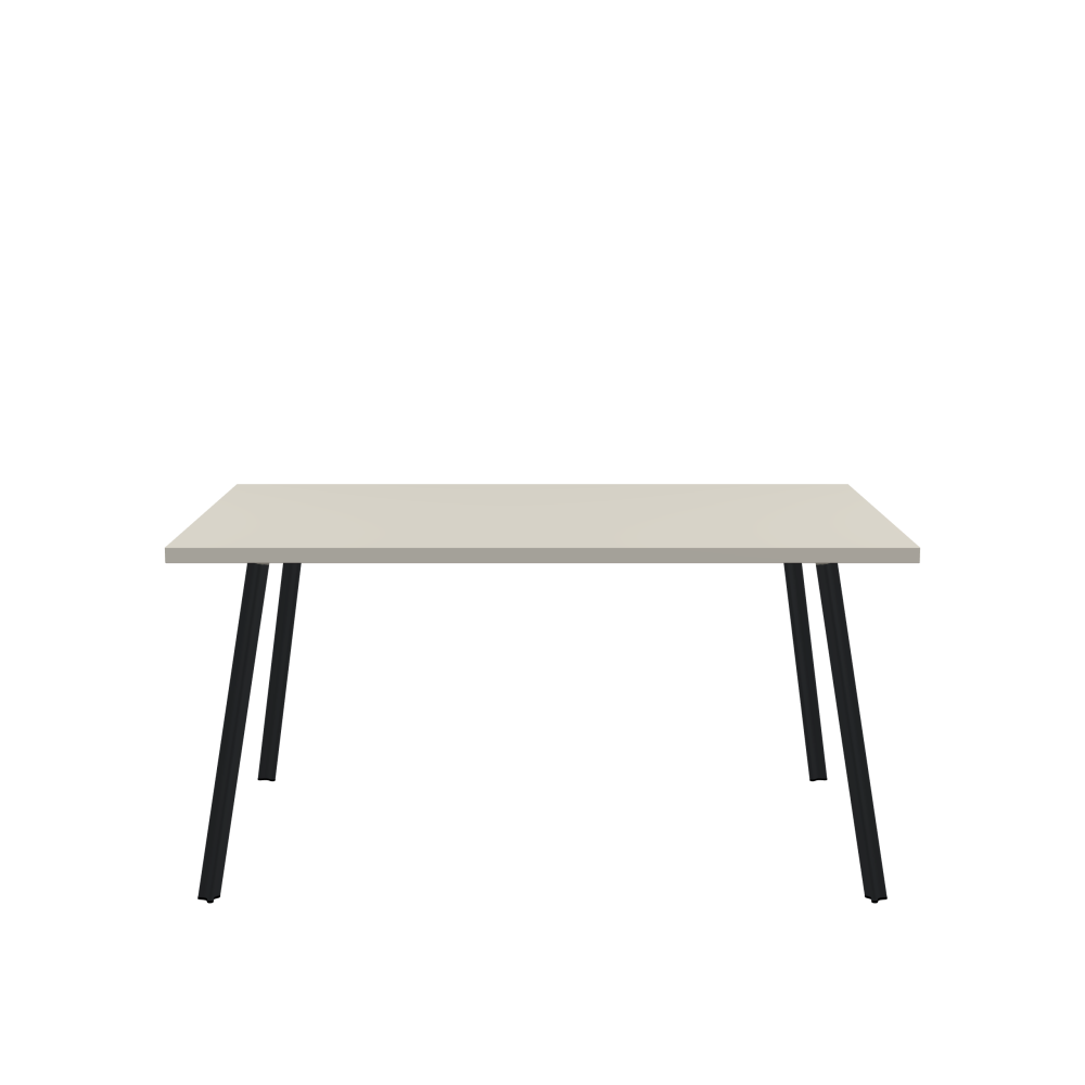 BEAM Tisch - Form Eckig - Länge 150,00 cm - Tiefe 100,00 cm - Radius 0,30 cm - Stärke 3 cm - Oberseite Linoleum, 4176 Mushroom - Kern Stäbchenplatte - Kante Linoleum, 4176 Mushroom - Kantenschräge 90° / BEAM Tischbeine - Material und Farbe Aluminium, pulverbeschichtet, Schwarzgrau (RAL 7021) - Profilgröße Klein - Höhe 71 cm - Set 4 Tischbeine