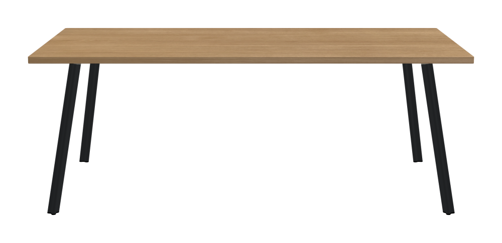 BEAM Tisch - Form Eckig - Länge 200,00 cm - Tiefe 100,00 cm - Radius 1,00 cm - Stärke 2,9 cm - Oberseite Holzfurnier, Eiche - Kern Stäbchenplatte - Kante Holz, Eiche - Kantenschräge 90° / BEAM Tischbeine - Material und Farbe Aluminium, pulverbeschichtet, Schwarzgrau (RAL 7021) - Profilgröße Normal - Höhe 71 cm - Set 4 Tischbeine