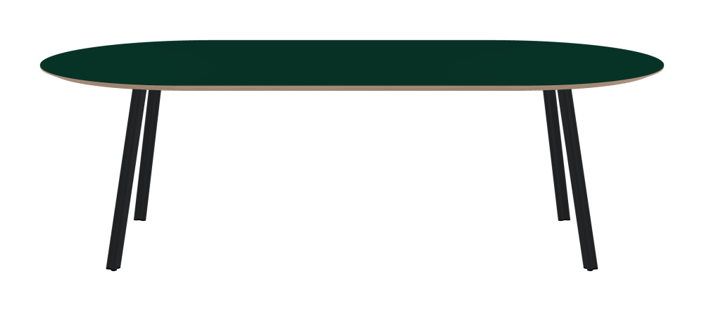 BEAM Tisch - Form Eckig - Länge 240,00 cm - Tiefe 120,00 cm - Radius 60,00 cm - Stärke 2,6 cm - Freiformfläche 1.00000000 - Oberseite Linoleum, 4174 Conifer - Kern Multiplex Birke - Kantenschräge 25° / BEAM Tischbeine - Material und Farbe Aluminium, pulverbeschichtet, Schwarzgrau (RAL 7021) - Profilgröße Normal - Höhe 71 cm - Set 4 Tischbeine