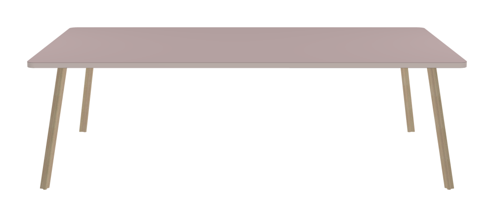 BEAM Tisch - Form Eckig - Länge 245,00 cm - Tiefe 150,00 cm - Radius 5,00 cm - Stärke 3 cm - Freiformfläche 1.00000000 - Oberseite Linoleum, 4010 Soft Lilac - Kern Stäbchenplatte - Kante Linoleum, 4185 Powder – Auslaufmodell - Kantenschräge 90° / BEAM Tischbeine - Material und Farbe Holz, Esche, matt geölt - Profilgröße Normal - Höhe 71 cm - Set 4 Tischbeine