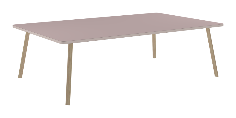 BEAM Tisch - Form Eckig - Länge 245,00 cm - Tiefe 150,00 cm - Radius 5,00 cm - Stärke 3 cm - Freiformfläche 1.00000000 - Oberseite Linoleum, 4010 Soft Lilac - Kern Stäbchenplatte - Kante Linoleum, 4185 Powder – Auslaufmodell - Kantenschräge 90° / BEAM Tischbeine - Material und Farbe Holz, Esche, matt geölt - Profilgröße Normal - Höhe 71 cm - Set 4 Tischbeine
