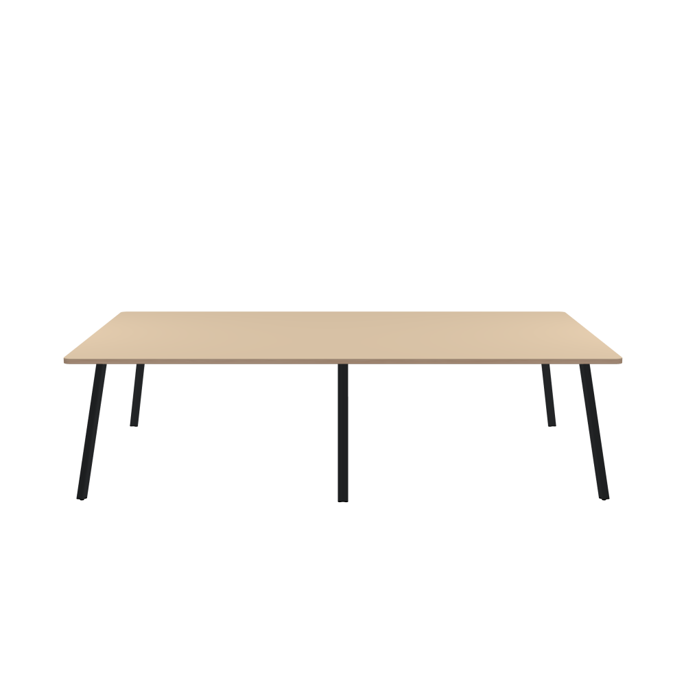BEAM Tisch - Form Eckig - Länge 280,00 cm - Tiefe 180,00 cm - Radius 4,00 cm - Stärke 2,6 cm - Freiformfläche 1.00000000 - Oberseite Linoleum, 4007 Macadamia - Kern Multiplex Birke - Kantenschräge 90° / BEAM Tischbeine - Material und Farbe Aluminium, pulverbeschichtet, Schwarzgrau (RAL 7021) - Profilgröße Normal - Höhe 71 cm - Set 6 Tischbeine