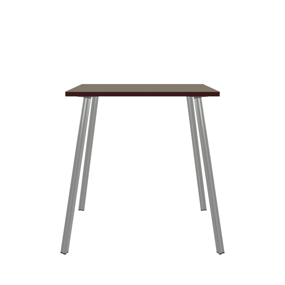 BEAM Tisch - Form Eckig - Länge 100,00 cm - Tiefe 100,00 cm - Radius 0,30 cm - Stärke 3 cm - Oberseite Linoleum, 4011 Taupe - Kern Stäbchenplatte - Kante Linoleum, 4154 Burgundy - Kantenschräge 90° / BEAM Tischbeine - Material und Farbe Aluminium, matt eloxiert - Profilgröße Normal - Höhe 102 cm - Set 4 Tischbeine