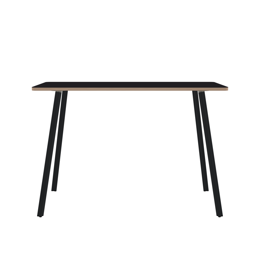 BEAM Tisch - Form Eckig - Länge 160,00 cm - Tiefe 75,00 cm - Radius 4,00 cm - Stärke 2,6 cm - Freiformfläche 1.00000000 - Oberseite Linoleum, 4166 Charcoal - Kern Multiplex Birke - Kantenschräge 90° / BEAM Tischbeine - Material und Farbe Aluminium, pulverbeschichtet, Schwarzgrau (RAL 7021) - Profilgröße Normal - Höhe 102 cm - Set 4 Tischbeine