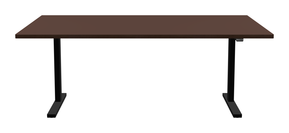ATS Desk - Shape Square - Length 200.00 cm - Width 120.00 cm - Radius 1.00 cm - Thickness 3 cm - Surface Linoleum, 4009 Espresso - Core Laminboard - Edge Wood, Fumed Oak - Profile Edge 90° / ATS Desk Frame - Material and Colour Powder coated, Jet black (RAL 9005) - Size L 166 × W 71 cm - Lifting Columns Rectangle - Control Unit Standard