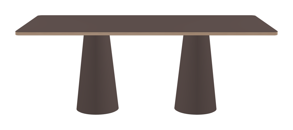 ALT Tisch - Form Eckig - Länge 200,00 cm - Tiefe 100,00 cm - Radius 4,00 cm - Stärke 2,6 cm - Freiformfläche 1.00000000 - Oberseite Linoleum, 4172 Mauve - Kern Multiplex Birke - Kantenschräge 90° / ALT Tischsäule - Oberseite Linoleum, 4172 Mauve - Größe S: Ø 36 × H 72 cm