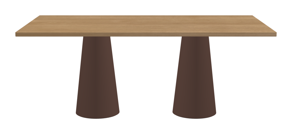 ALT Tisch - Form Eckig - Länge 190,00 cm - Tiefe 100,00 cm - Radius 1,00 cm - Stärke 2,9 cm - Oberseite Holzfurnier, Eiche - Kern Stäbchenplatte - Kante Holz, Eiche - Kantenschräge 90° / ALT Tischsäule - Oberseite Linoleum, 4009 Espresso - Größe S: Ø 36 × H 72 cm