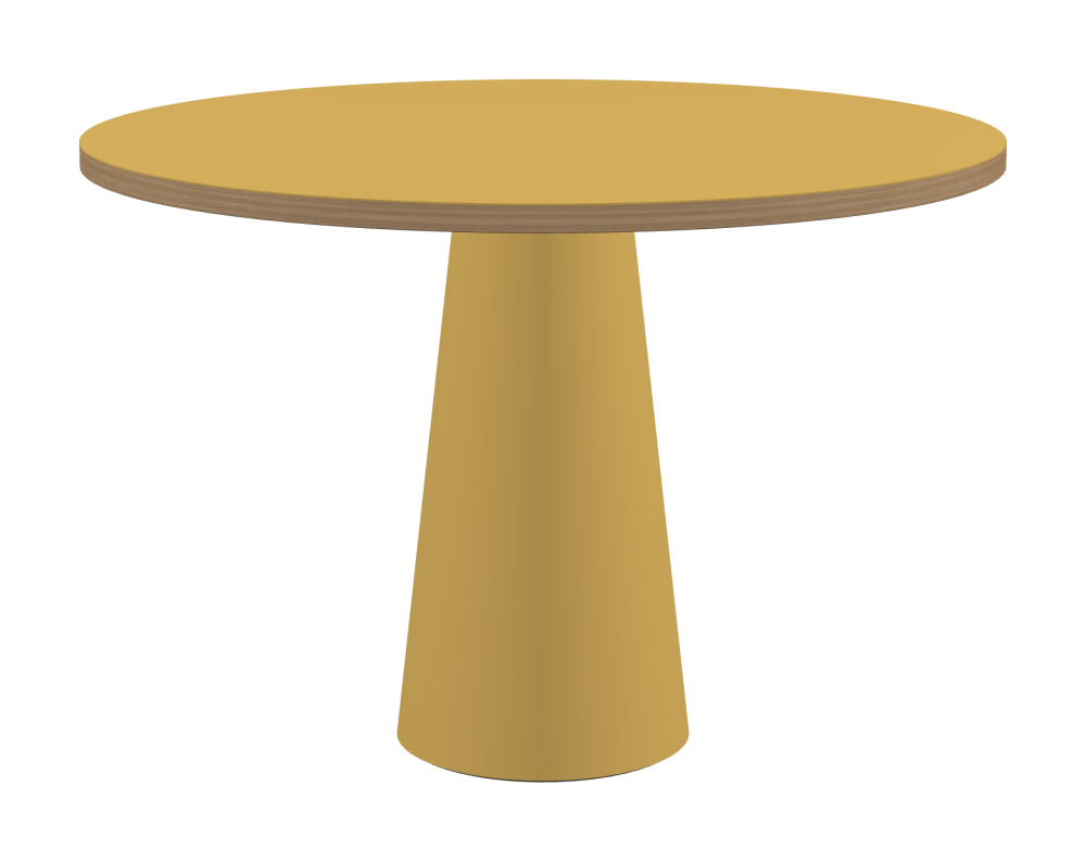 ALT Tisch - Form Rund - Länge 110,00 cm - Tiefe 110,00 cm - Stärke 3 cm - Freiformfläche 1.00000000 - Oberseite Linoleum, S588 Pure Linoleum - Kern Stäbchenplatte - Kante Holz, Eiche - Kantenschräge 90° / ALT Tischsäule - Oberseite Linoleum, S588 Pure Linoleum - Größe S: Ø 36 × H 72 cm