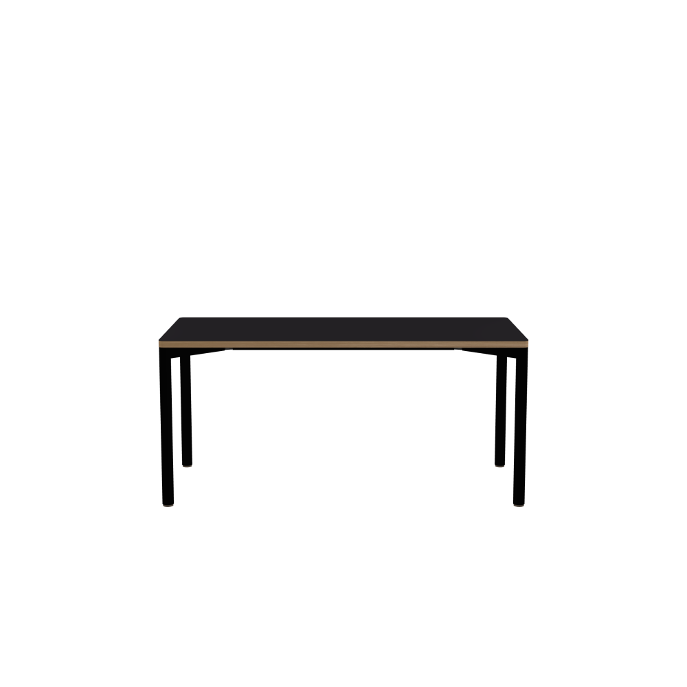 OUTLINE Tisch - Form Eckig - Länge 160,00 cm - Tiefe 75,00 cm - Radius 2,60 cm - Stärke 3 cm - Oberseite Linoleum, 4166 Charcoal - Kern Stäbchenplatte - Kante Holz, Eiche - Kantenschräge 90°